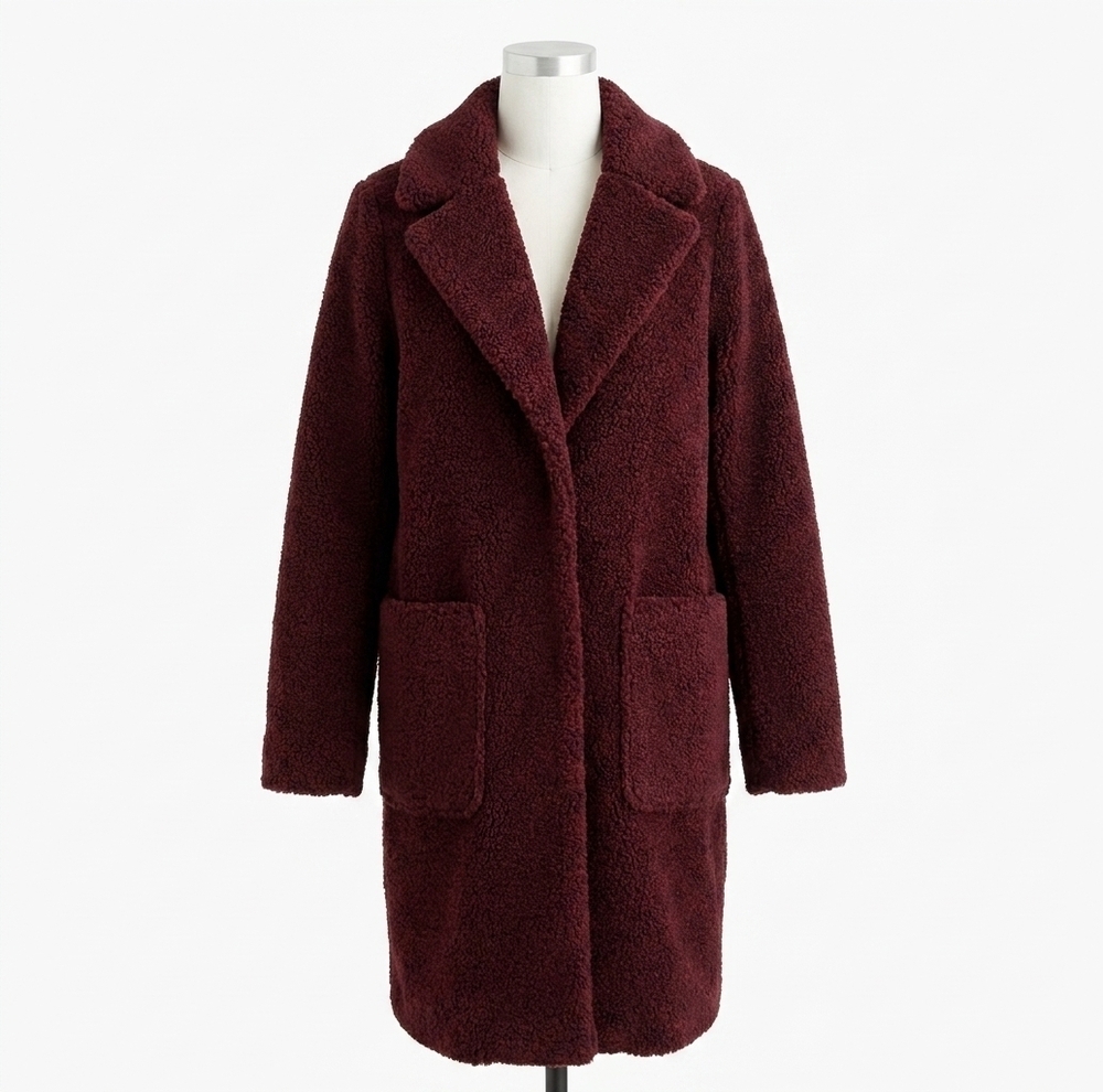 NEW FRENCH CONNECTION women's vegan faux fur jacket in wine